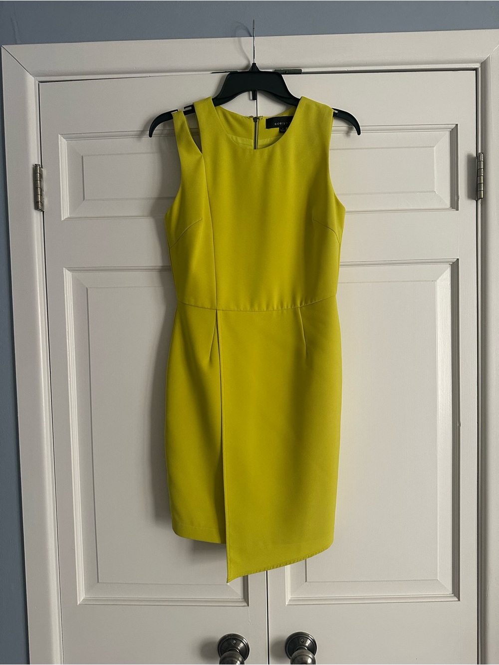 Adelyn Rae Lime Asymmetrical Sheath Dress